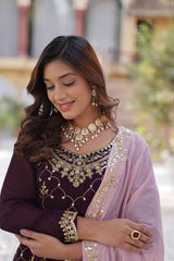 Marriage Special Sequins Embroidered Work Maroon Color Sharara Suit