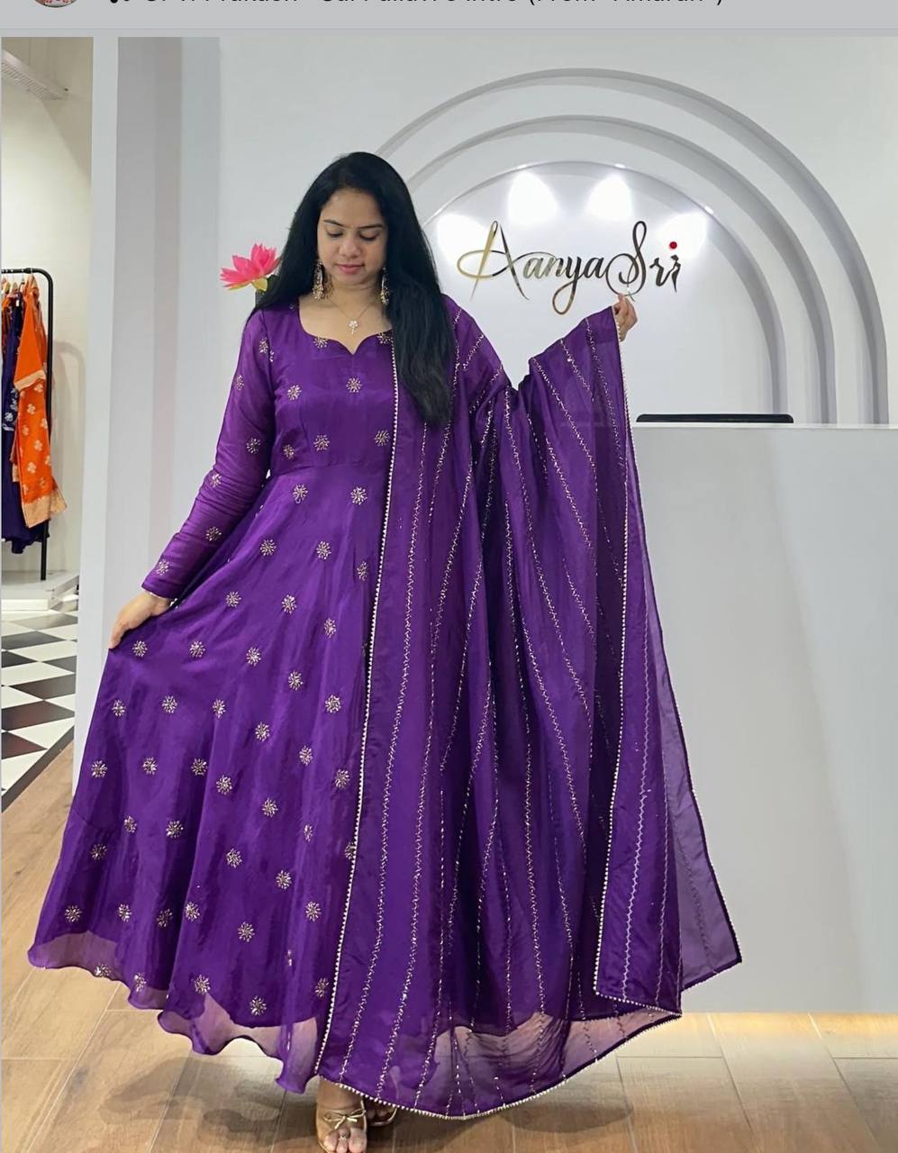 Peaceful Sequence Work Purple Color Gown With Dupatta