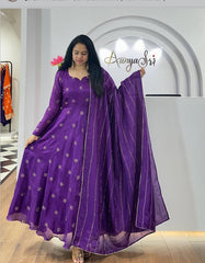 Peaceful Sequence Work Purple Color Gown With Dupatta