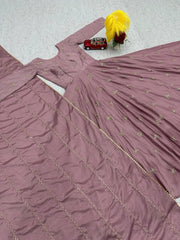 Peaceful Sequence Work Peach Color Gown With Dupatta