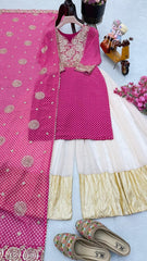 Bollywood Style Sequence With Print Work Pink Color Sharara Suit