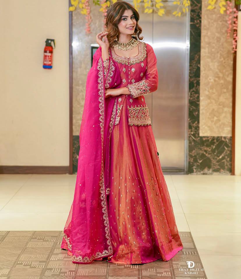 Gorgeous Silk Pink Color Top With Lehenga