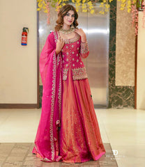 Gorgeous Silk Pink Color Top With Lehenga