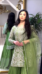 Outstanding Sequence Work Green Color Sharara Suit