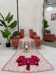 Fantastic Thread With Sequence Work Pink Color Designer Saree