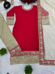 Attractive Dori Sequence Work Red Color Sharara Suit