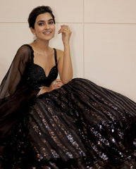 Party Wear Sequins Work Black Color Lehenga Choli