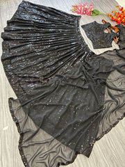 Party Wear Sequins Work Black Color Lehenga Choli