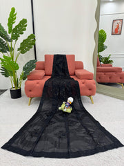 Wedding & Party Wear Georgette Black Color Saree