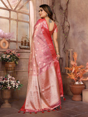 Preferable Tissue Silk Light Pink Color Saree