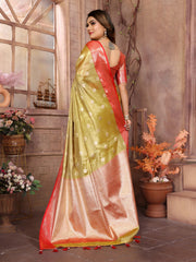 Preferable Tissue Silk Mustard Color Saree