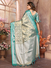 Preferable Tissue Silk Blue Color Saree