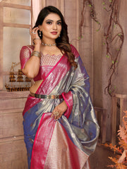 Preferable Tissue Silk Purple Color Saree