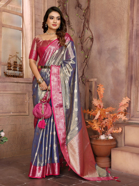 Preferable Tissue Silk Purple Color Saree
