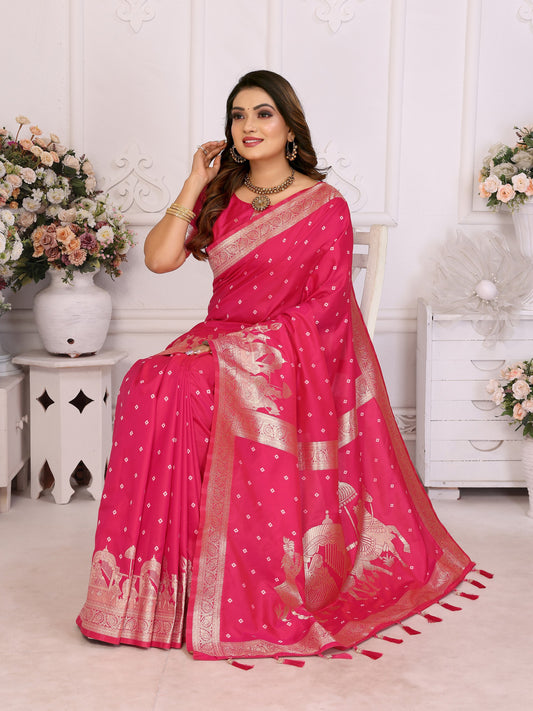 Designer Kochi Silk Pink Color Saree