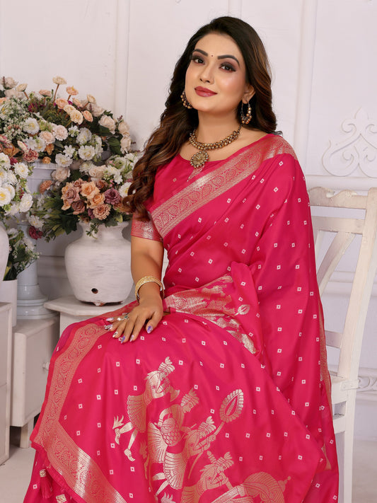 Designer Kochi Silk Pink Color Saree