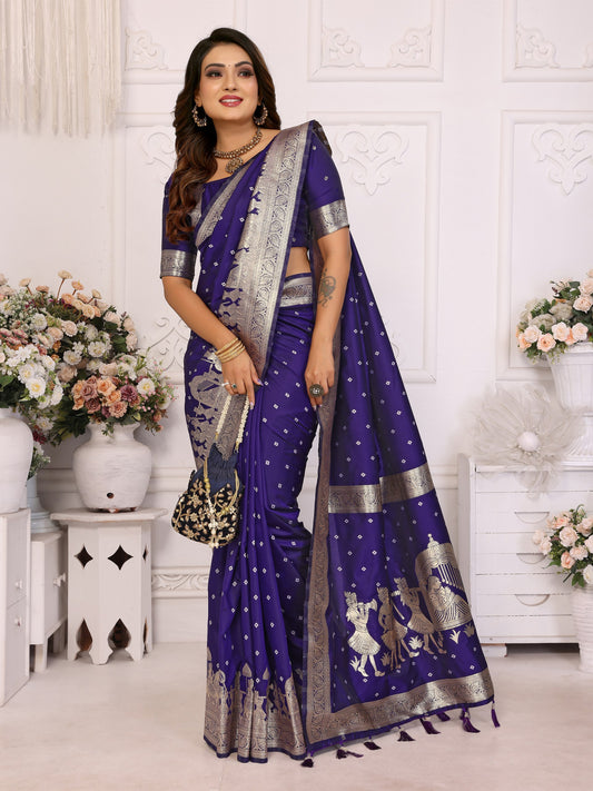 Designer Kochi Silk Blue Color Saree
