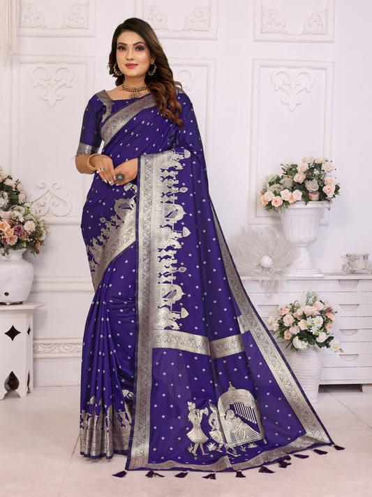 Designer Kochi Silk Blue Color Saree
