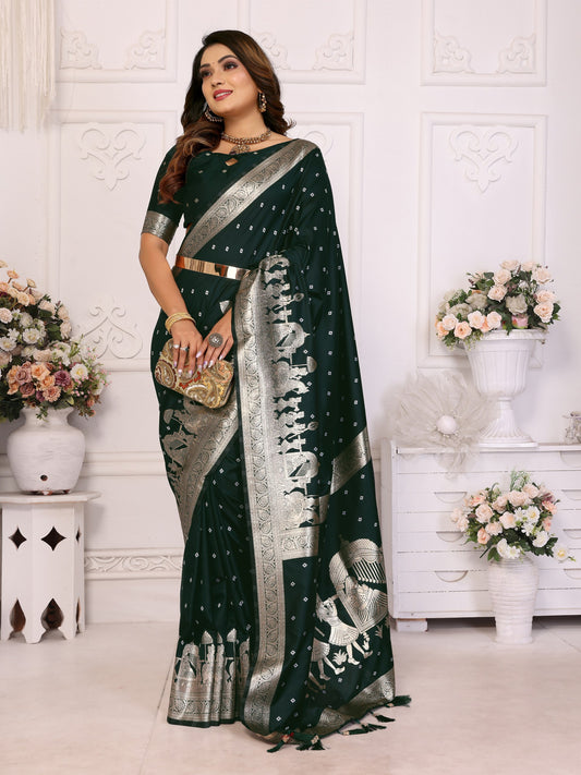 Designer Kochi Silk Green Color Saree
