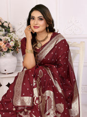 Designer Kochi Silk Maroon Color Saree