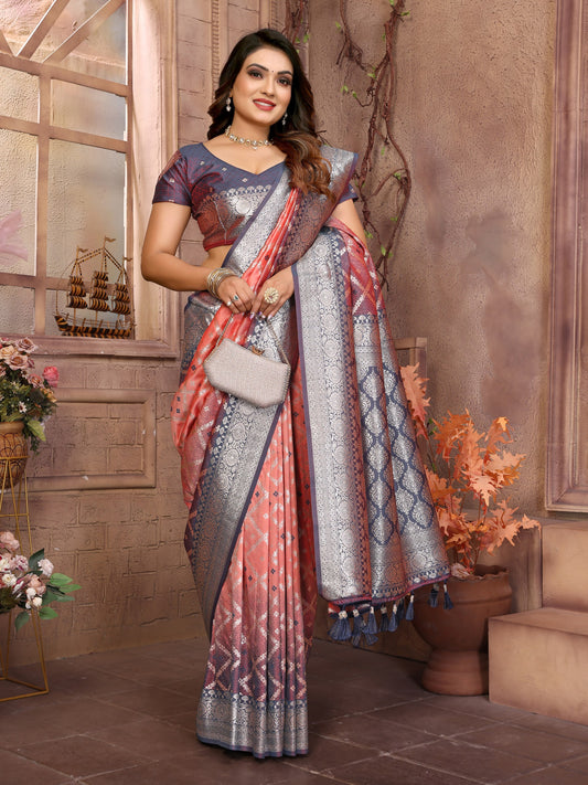Wonderful Peach Color Kochi Silk Saree