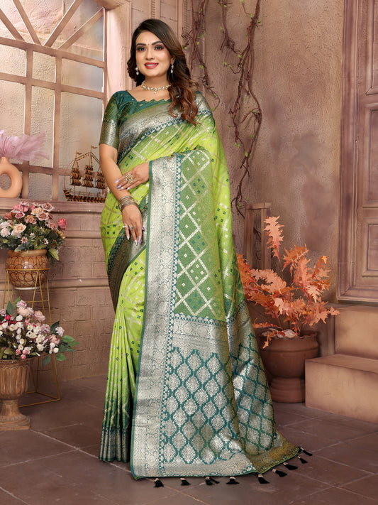 Wonderful Green Color Kochi Silk Saree