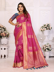 Attractive Soft Silk Pink Color Saree