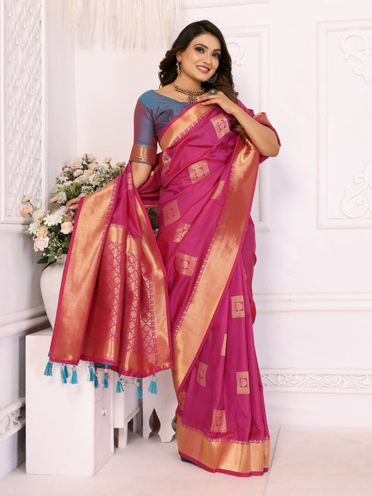 Attractive Soft Silk Pink Color Saree