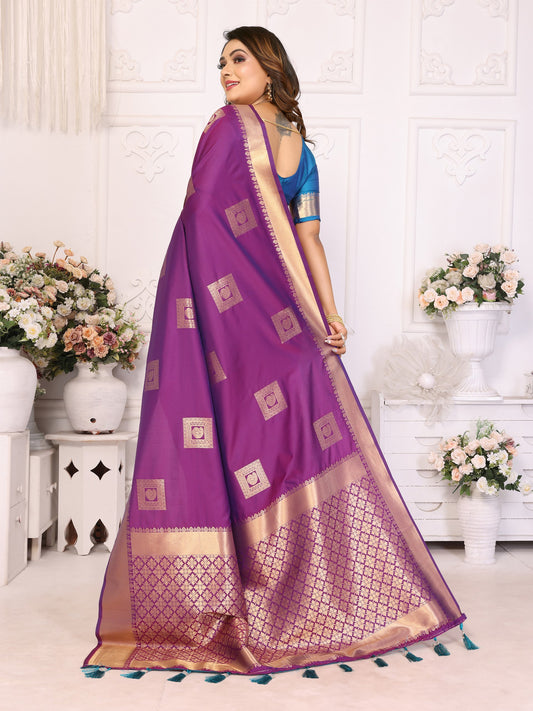 Attractive Soft Silk Purple Color Saree