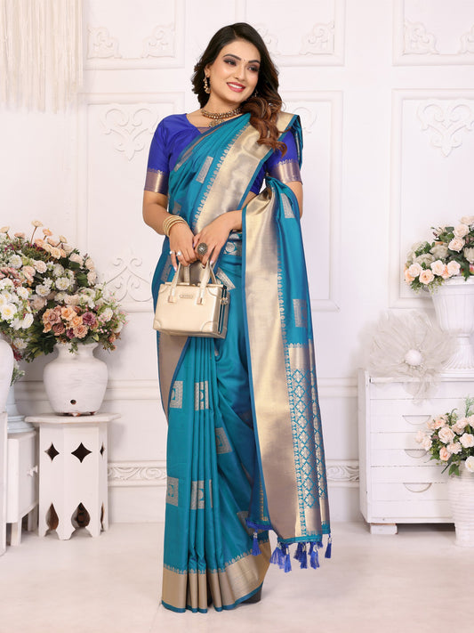 Attractive Soft Silk Blue Color Saree