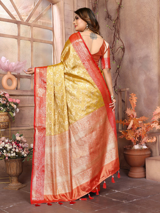 Preferable Tissue Silk Mustard Color Saree