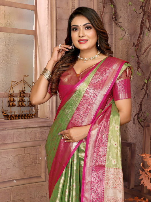 Preferable Tissue Silk Perrot Color Saree
