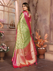 Preferable Tissue Silk Perrot Color Saree