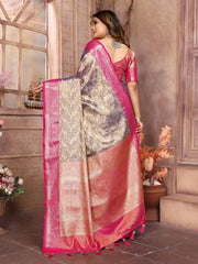 Preferable Tissue Silk Purple Color Saree