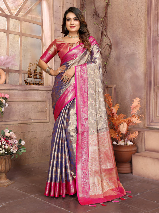 Preferable Tissue Silk Purple Color Saree