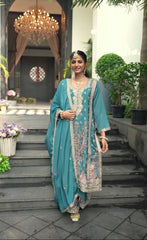 Outstanding Sequence Work Blue Color Sharara Suit