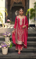 Outstanding Sequence Work Red Color Sharara Suit