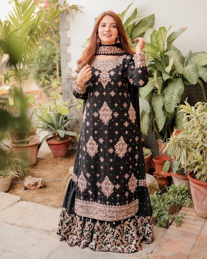 Fabulous Thread And Sequence Work Sharara Suit