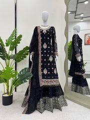 Fabulous Thread And Sequence Work Sharara Suit