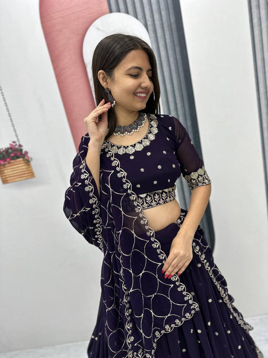 Occasion Wear Thread And Sequence Work Black Color Lehenga Choli