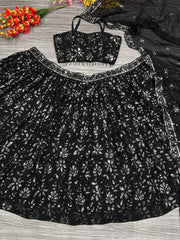 Beautiful Heavy Sequins Work Black Color Lehenga Choli