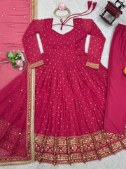 Precious Sequence Work Pink Color Anarkali Suit
