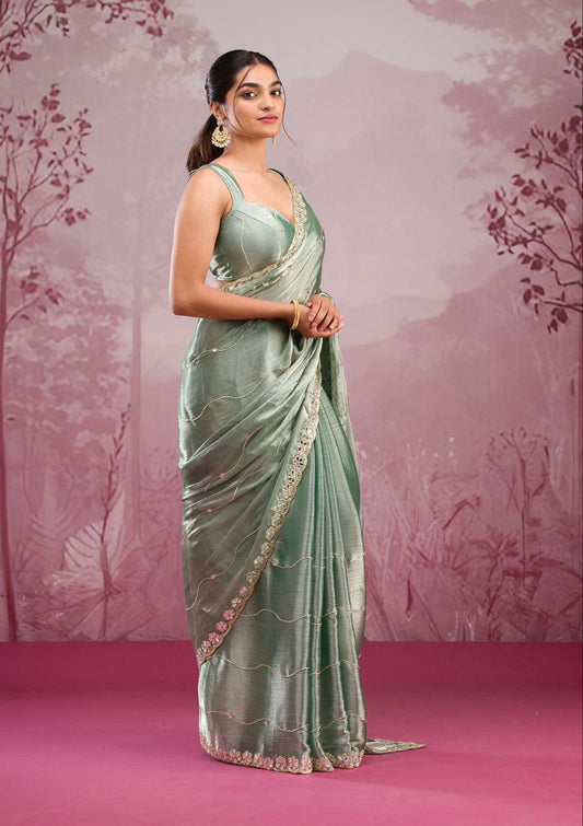 Awesome Glitter Dori Work Perrot Designer Saree