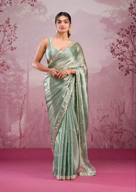 Awesome Glitter Dori Work Perrot Designer Saree
