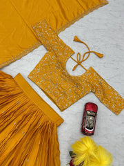 Designer Yellow Color Embroidery Work Lehenga Choli