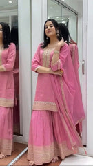 Superhit Sequence Work Pink Color Sharara Suit