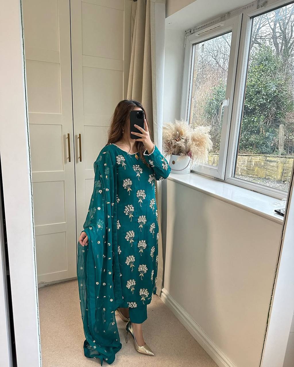 Attractive Sequence Work Green Color Sharara Suit