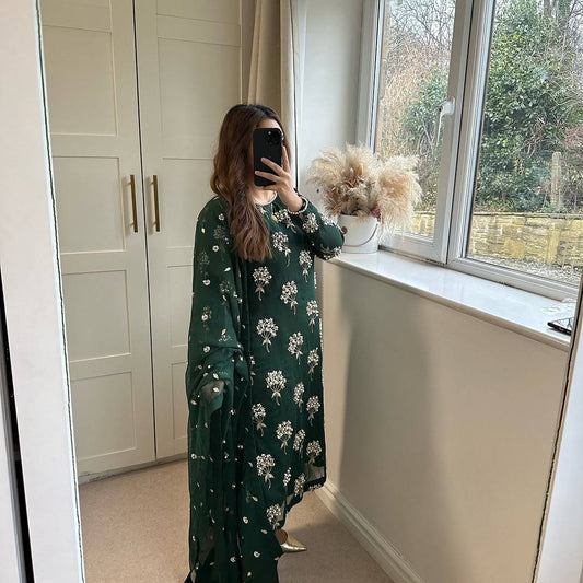 Attractive Sequence Work Green Color Sharara Suit