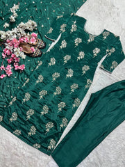 Attractive Sequence Work Green Color Sharara Suit