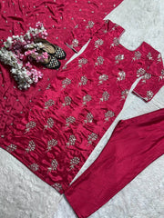 Attractive Sequence Work Red Color Sharara Suit